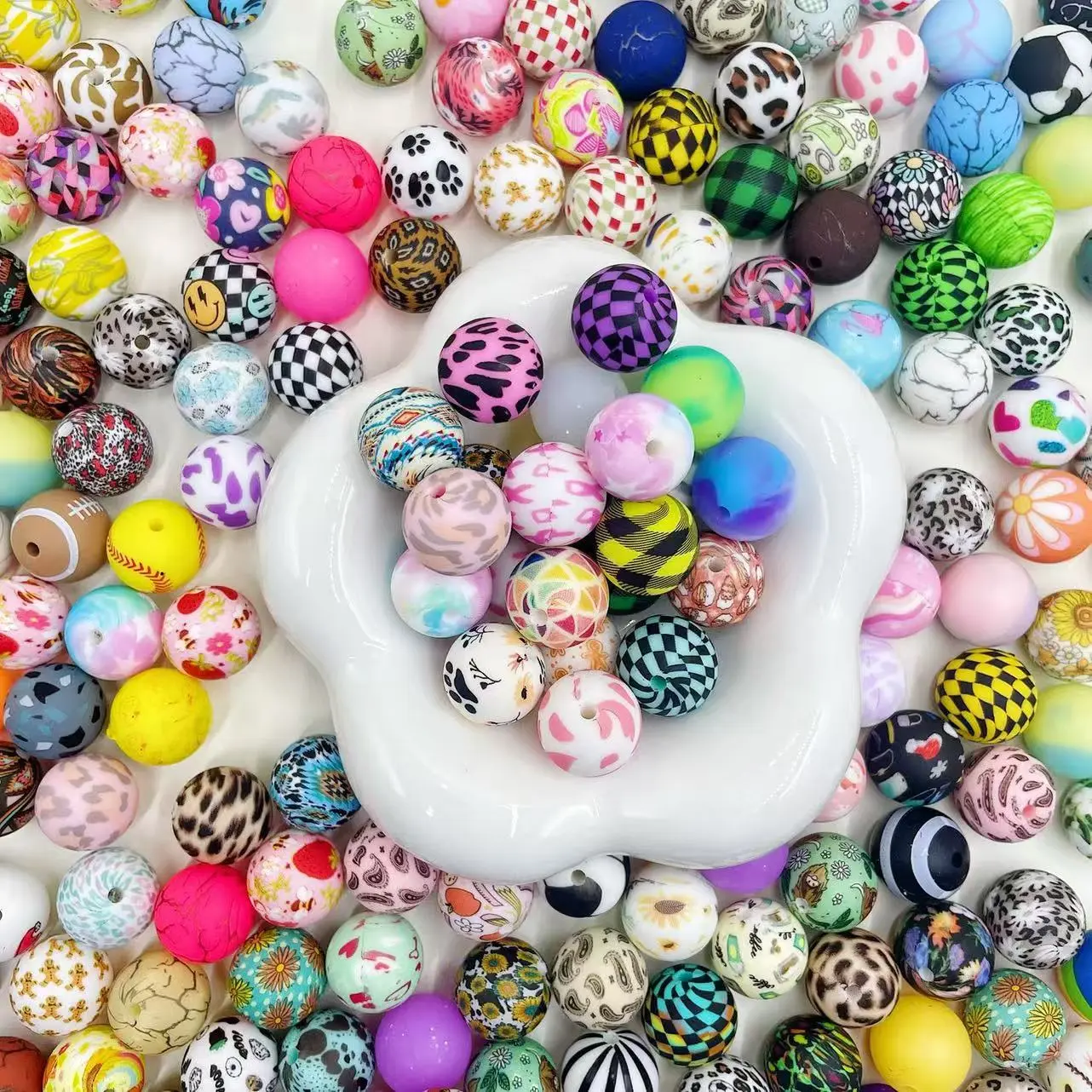 100/150/200pcs mixed 15mm multi colored silicone beads 100/150/200pcs mixed 15mm multi colored silicone beads