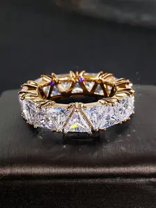 1 PC Fashion Cubic Zirconia Double Row Stackable Engagement Ring For Women For Wedding Anniversary Jewelry Gift