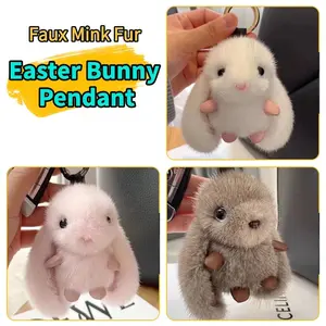 Easter Bunny Faux Mink Fur Pendant | 3 Colors Charm | Luxury Bag & Pet Keychain