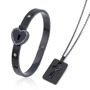 LisiZen Valentine's Day Gift Couple Heart Lock Bracelet Key Set Necklace for Men and Women Interlocking Necklaces DZXL4231/DZXL4232/DZXL4233