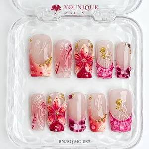 Younique Nails 2026 | 10PCS 100% Handmade Press-On Nails | Reusable Colorful Art acrylic stylish 3D