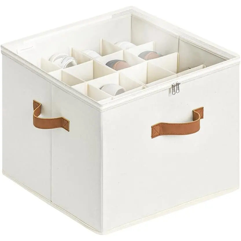 Underbed Storage Shoe Organizer for Closet Fits up to 12 Pairs with Adjustable Dividers Clear Cover Beige Soft Handles Smooth Zippers Customizable