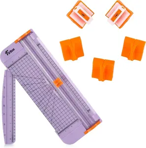 Gift with 5Pcs Blades Paper Cutter for Straight Multifunctional Scrapbooking Tool with Automatic Safeguard & Side Ruler for Craft Paper, Photo, Label, Postcard and Cardstock