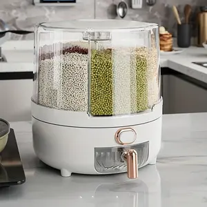 Rotatable Grain Storage Box, Large Capacity Rice Bucket, Household Cereal Container, Moisture-Proof Insect-Resistant Sealed Container, Kitchen Food Storage Jar
