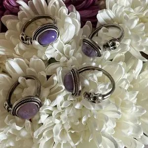 Lepidolite Skull Adjustable Ring