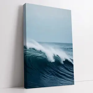 Ocean Wave Seascape 2D Flat Canvas Wall Art, Coastal Nature Poster Wall Decor, Minimalist Home Room Ornament & Wall Art Decoration, Beautiful Print Gift for Christmas, Birthday & Housewarming Holidays, Nautical Wall Art for Bedroom, Bathroom and Living Ro