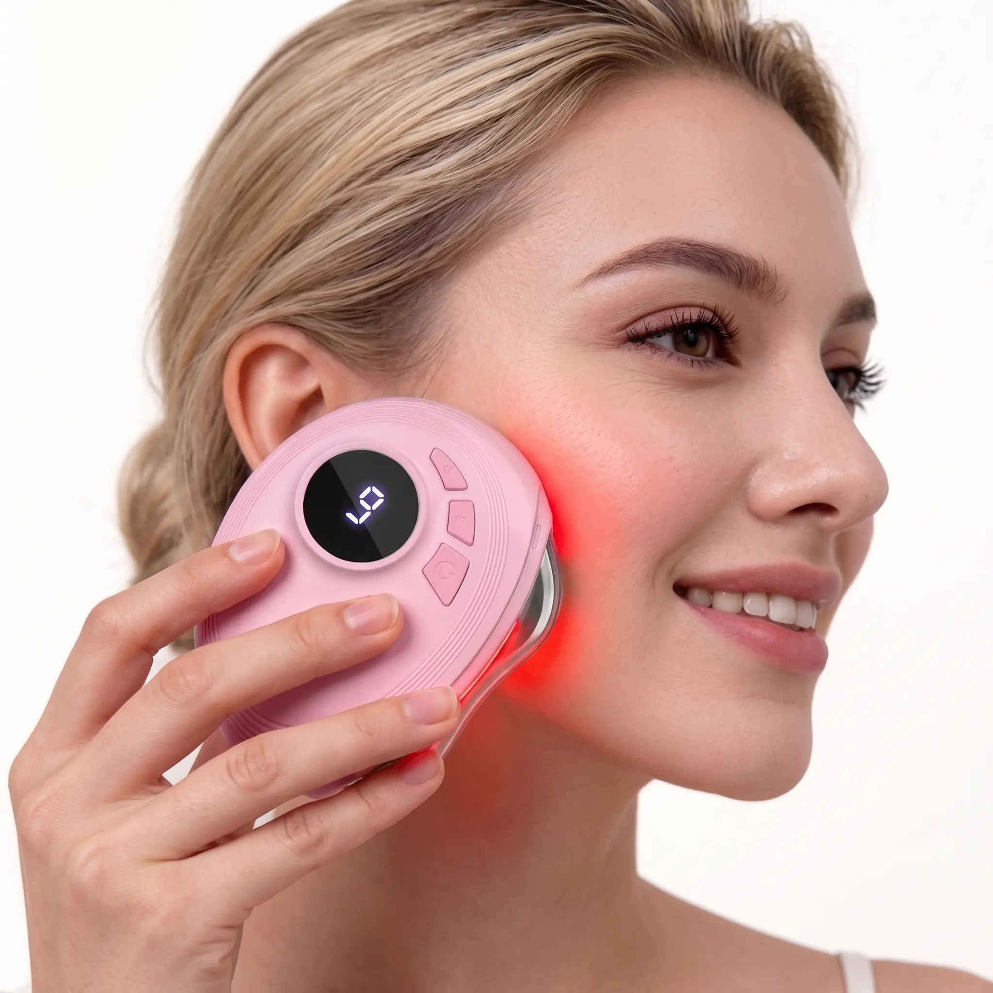 Electric Gua Sha Tool with Red Light Therapy – Heated Facial Scraping Massager with 9 Heat & Vibration Levels, Skin Lifting & Jawline Sculpting Device for Face & Neck