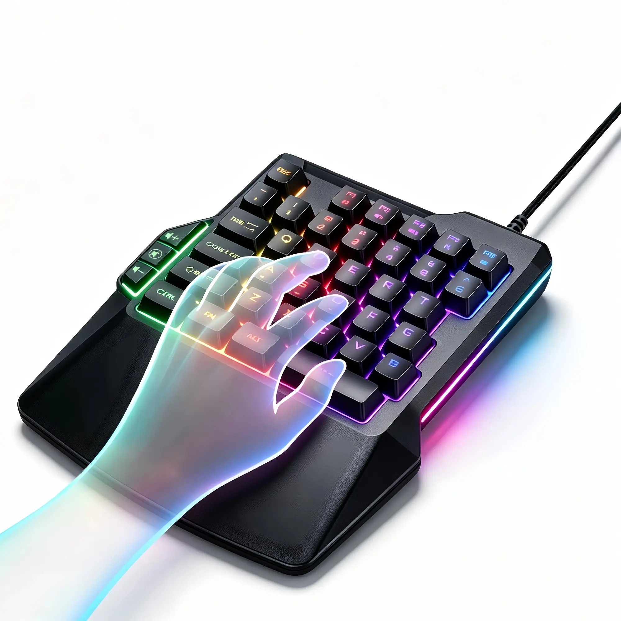 35-Key Compact Gaming Keypad, Mechanical-Feel Wired USB Gaming Keyboard with Ergonomic Palm Support, Volume Control Keys & 8 RGB Lighting Modes for PC Laptop Gamers, FPS, MOBA, RPG, MMO Games techvibes