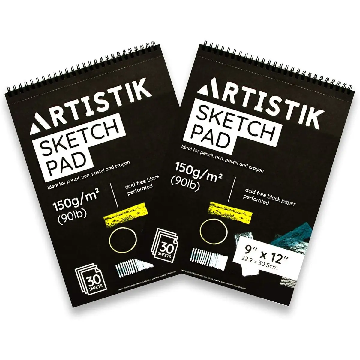 9" x 12" - Black Paper Sketch Pads