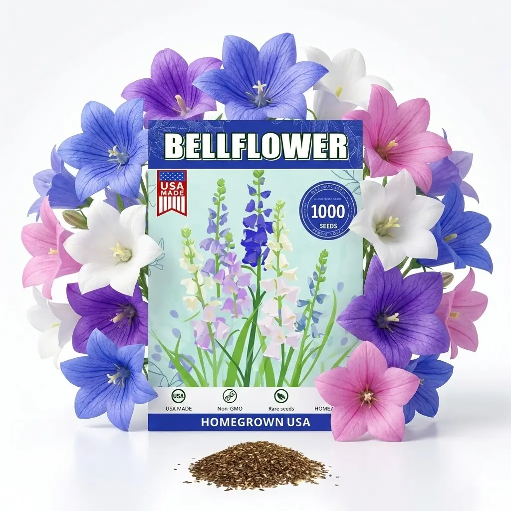 1000pcs Canterbury Bells BELLFLOWER Seeds, Campanula Rainbow Fragrant Deluxe Faerie Queen Variety, Elegant Rare Beauty Mix-Color seeds for Indoor or Outdoor Garden Non GMO