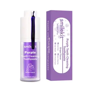 1-Pack Grape Flavor Purple Whitening Xylitol Toothpaste, Deep Cleaning, Gentle Non-Irritating, Fresh Breath, Travel Portable, Home Use, 30ML