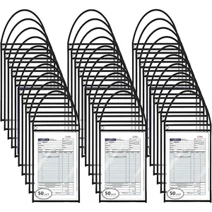 50 Pack Shop Ticket Holders Job Ticket Holders Work Order Holder Pockets, 9 x 12 Dry Erase Pocket Work Order Plastic Sleeves with Hanging Strap, Both Sides Clear