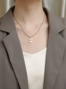 Stainless Steel Skull Pendant Necklace, Hip-hop Punk Style Accessory, Halloween Necklace