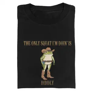 Funny Cowboy Frog Vintage Washed Crew Neck Tee Heavyweight Regular Fit Casual Comfort Breathable Short Sleeve Funny T-shirts for Summer Fashion Men&Women's Top for Daily Wear073109,Oversized Print Cotton tshirts