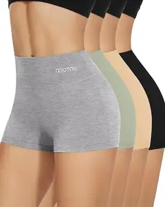 Boy Shorts Underwear for Women High Waisted Panties Cotton Boxer Briefs Full Coverage 3 Pack in Grey Green Beige and Black Womenswear Bridal Comfortable