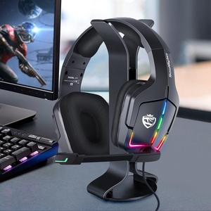 wired gaming headset, noise canceling headphones with wireless microphone, wired game headset with rgb led light for xbox one series x/s ps4 ps5 pc switch, electronic device game accessories, new tech gadgets 2024