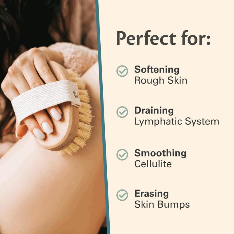 Wooden Firm Dry Brush & Shower Brush for Body Care- Handheld Back Scrubber Body Brush Exfoliator & Dead Skin Remover for Men & Women by M3 Naturals