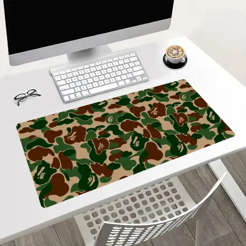 Camouflage lock edge desk pad, mouse pad, non slip rubber base sewn edge keyboard desk pad, student dormitory, game console, home office desk setup, ideal birthday, Christmas, Thanksgiving gift