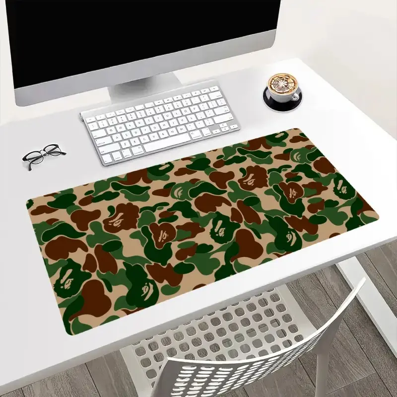 Camouflage lock edge desk pad, mouse pad, non slip rubber base sewn edge keyboard desk pad, student dormitory, game console, home office desk setup, ideal birthday, Christmas, Thanksgiving gift