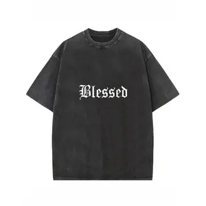 2026 Summer 230g Heavyweight Cotton Washed Printed Short Sleeve-Shirt|   American Retro Loose-Fitting Drop-Shoulder Couple Style Short-Sleeve Shirt, Summer Washed And Distressed Heavy Cotton Tee