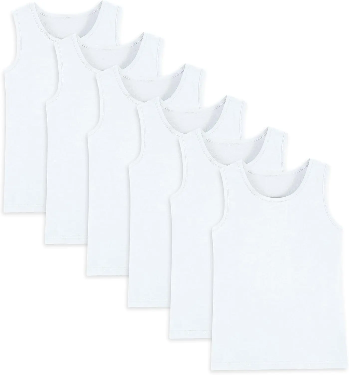 6 Pack Boys Tank Tops Cotton Undershirts Kids Sleeveless Crew Neck Tank Tops for Toddlers Youth(Age 2-16)(Gift)