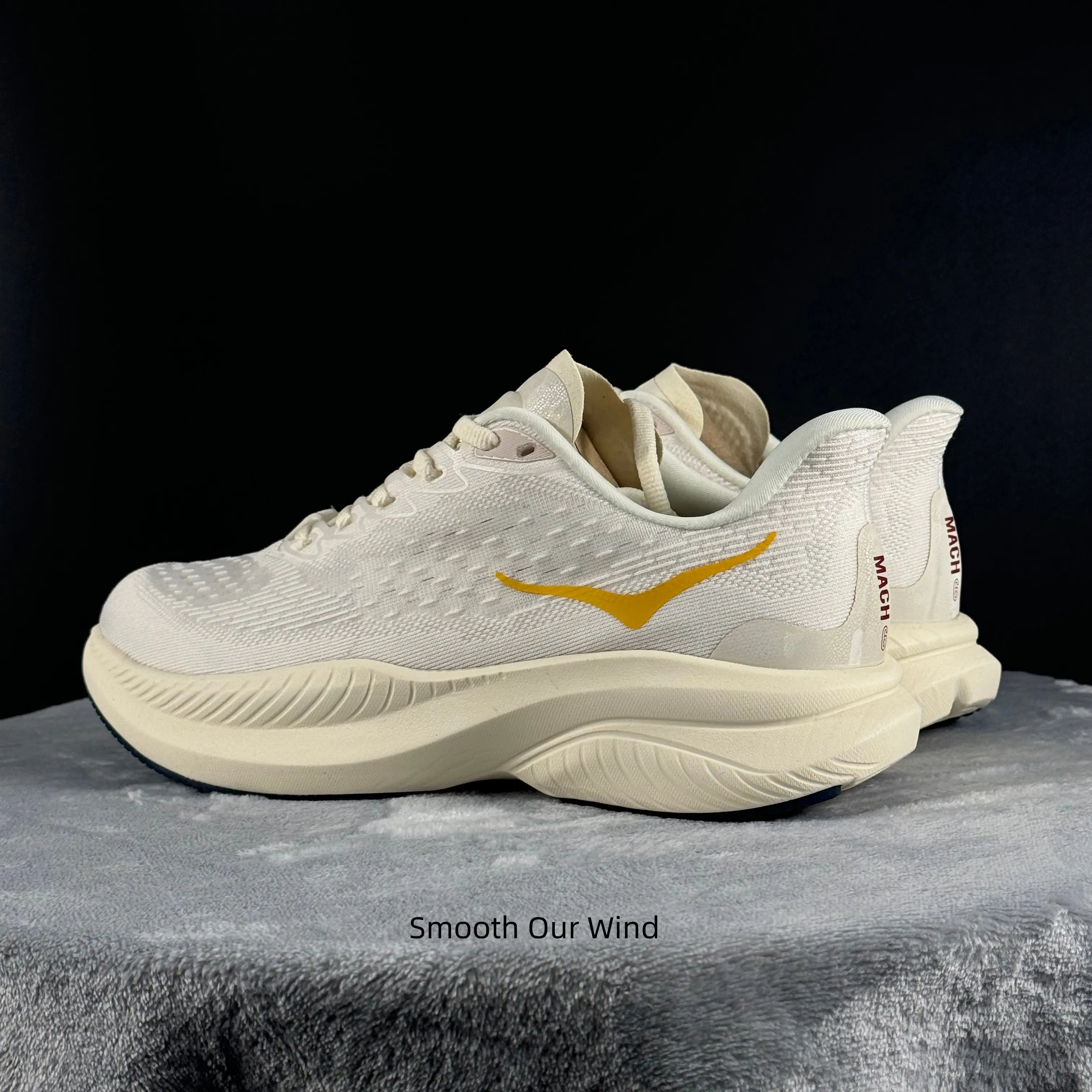 Unisex All Season Breathable Knit Performance Running Sneakers, Oversized Soft Beige Foam Cushion Midsole, Durable Cream Beige Navy Three Tone Anti Slip Rubber Outsole, Sleek Lightweight Low Cut Spo