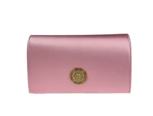 Pre-owned VERSACE Satin Crossbody Bags Medusa Crystal Mini Chain Crossbody Bag Women's Purse