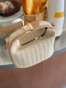 Niche fashion simplicity leisure versatile shoulder bag, straw bag, contrast lock design mini shoulder bag, Crossbody clutch purse, spring and summer 2026 models are suitable for daily commuting, shopping and dating