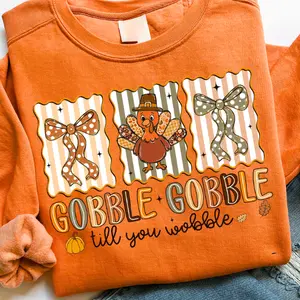 Preppy Thanksgiving Gobble Sweatshirt, Thanksgiving Floral Turkey Sweatshirt, Thanksgiving Turkey Tee, Turkey Shirt, Fall Thankful Hoodie