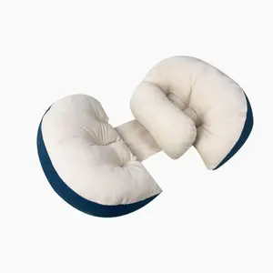 U-Cooling Pregnancy Pillow for Side Sleepers - Full Body Maternity with Removable Cover, Blue (Pack of 1)