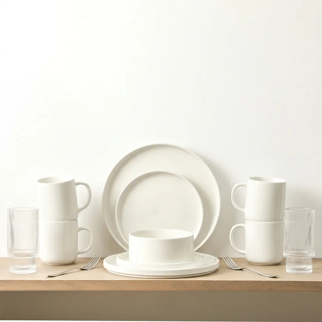 Dining Essentials Kit Porcelain 40 pc Bundle - White