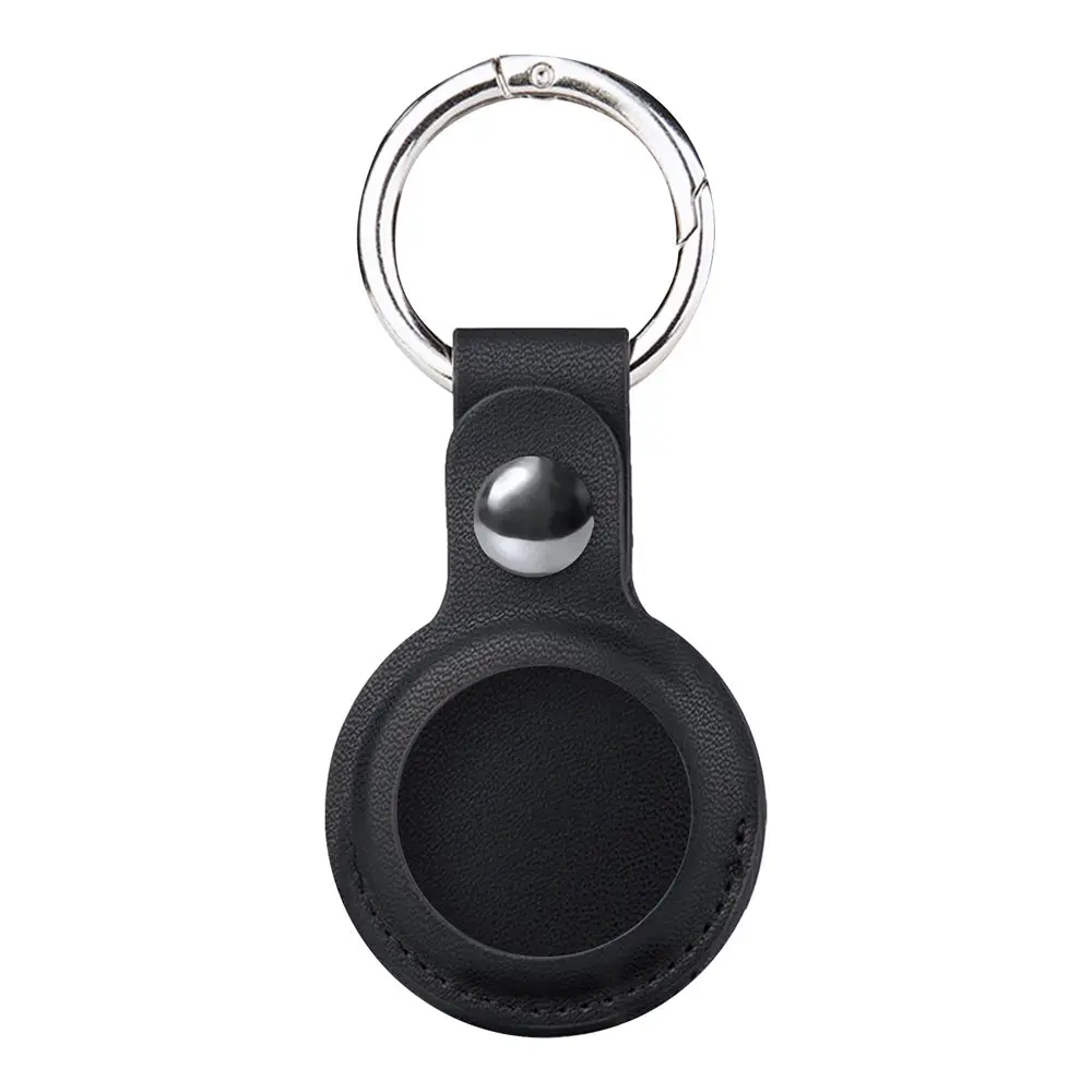 Black PU Leather Keychain for Apple Airtags Holder Black PU Leather Keychain for Apple Airtags Holder