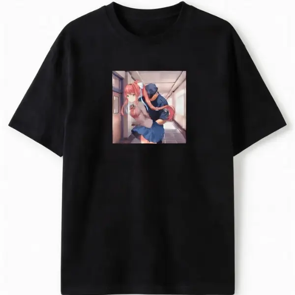 Doki Doki Literature Club Natsuki Anime Graphic Tee, Cute Pink Hair Anime Vintage Shirt, Unisex J-Pop Streetwear - Vintage Graphic Tee – Menswear & Womenswear – Streetwear Tops – Casual Cotton Crewneck Shortsleeve T-shirt