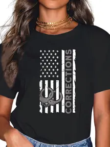 100% Cotton cotton Correctional Officer Corrections Thin Silver Line T-Shirt casual Fashion graphic tees for women