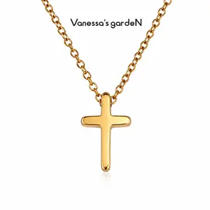 Vanessa's gardeN Minimalist Cross Necklace | Golden Wave Collection