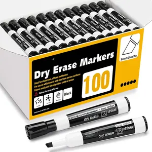 Dry Erase Markers Bulk, Chisel Tip Whiteboard Markers, Low Odor Thick Dry Markers, 100 Black Color for Teachers, Classroom, Office &  Use