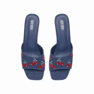 Cider CHERRY PATTERN CHUNKY HEELED SANDALS