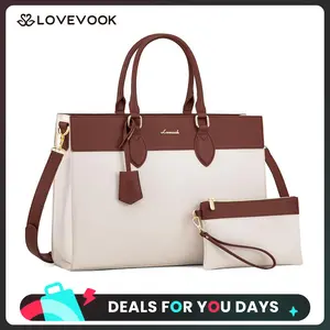 LOVEVOOK Laptop Tote Bag,Fashionable Texture and Waterproof Leather,Modern Minimalist Design, Perfect for Daily Use by Doctors, Nurses, Teachers, and Professional Women for Travel and Commuting,DealsForYouDays