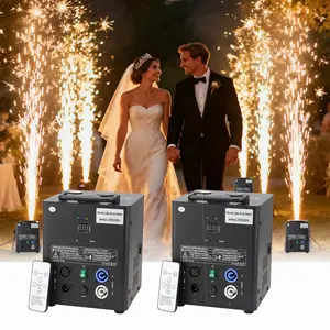 2PCS 650W Cold Spark Machine with 6×200g Powders, 3-5m Adjustable Spark Height, DMX & Remote Control for Wedding Party DJ Performance Events