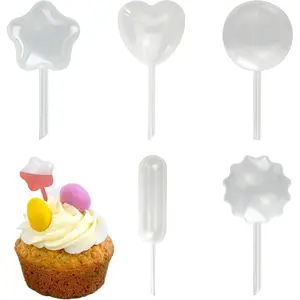 Cake Decorating Transfer Pipettes, 50 Piece Set, 5 Shapes, Plastic Droppers for Parties and DIY Art