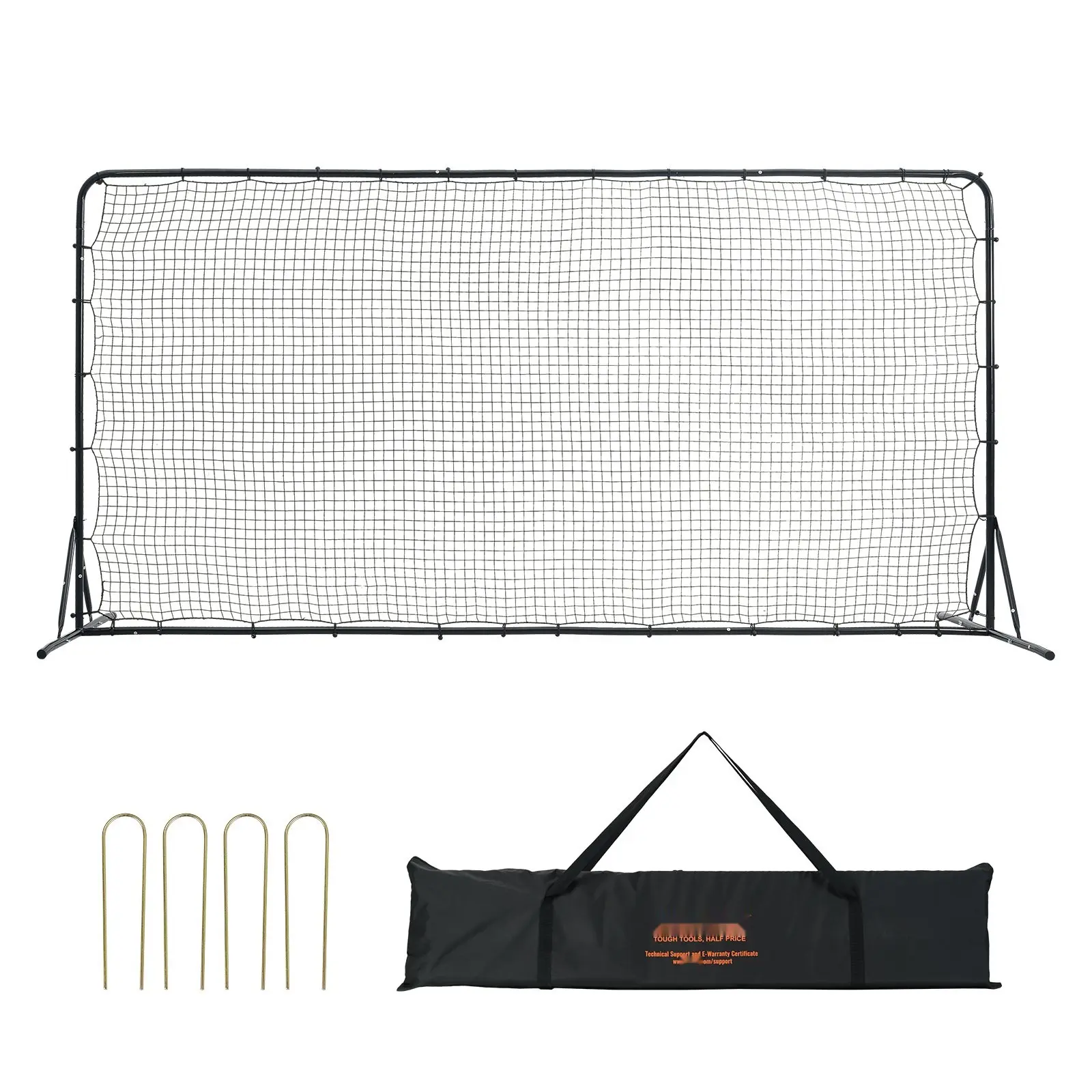 Soccer Rebounder Net 12x6 Ft, Iron Frame Training Equipment for Soccer and Football, Portable Carry Bag, Outdoor Backyard Practice Wall Rebounder, Solo Training, Passing Drills, Volleyball Compatible