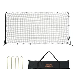 Soccer Rebounder Net 12x6 Ft, Iron Frame Training Equipment for Soccer and Football, Portable Carry Bag, Outdoor Backyard Practice Wall Rebounder, Solo Training, Passing Drills, Volleyball Compatible