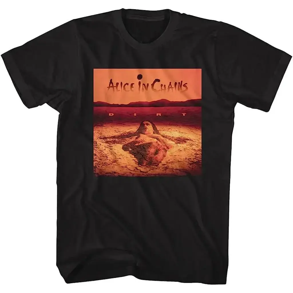 Women's Cotton Crew Neck Graphic T-Shirt - 90s Classic Alice in Chains Black Dirt Album Digital Print, Short Sleeve Summer Vintage Halloween Top, 2Xl
