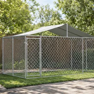 ARCH Heavy Duty Outdoor Dog Kennel with Waterproof Anti-UV Cover, Galvanized Chain Link Playpen, 13.1x7.5x7.6 ft, Secure Lock, Large Exercise Pen for Puppy & Small Pets, Grey Metal, Multiple Size Options, Black/Grey/Silver Color Options