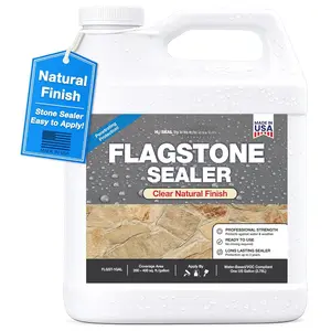 Flagstone Sealer (Clear  Finish) Water-Based Penetrating Commercial Grade  Stone Sealer - Outdoor Indoor  Protection Pavers Floors Pool Decks Patio Surfaces (1 Gallon) FLGST