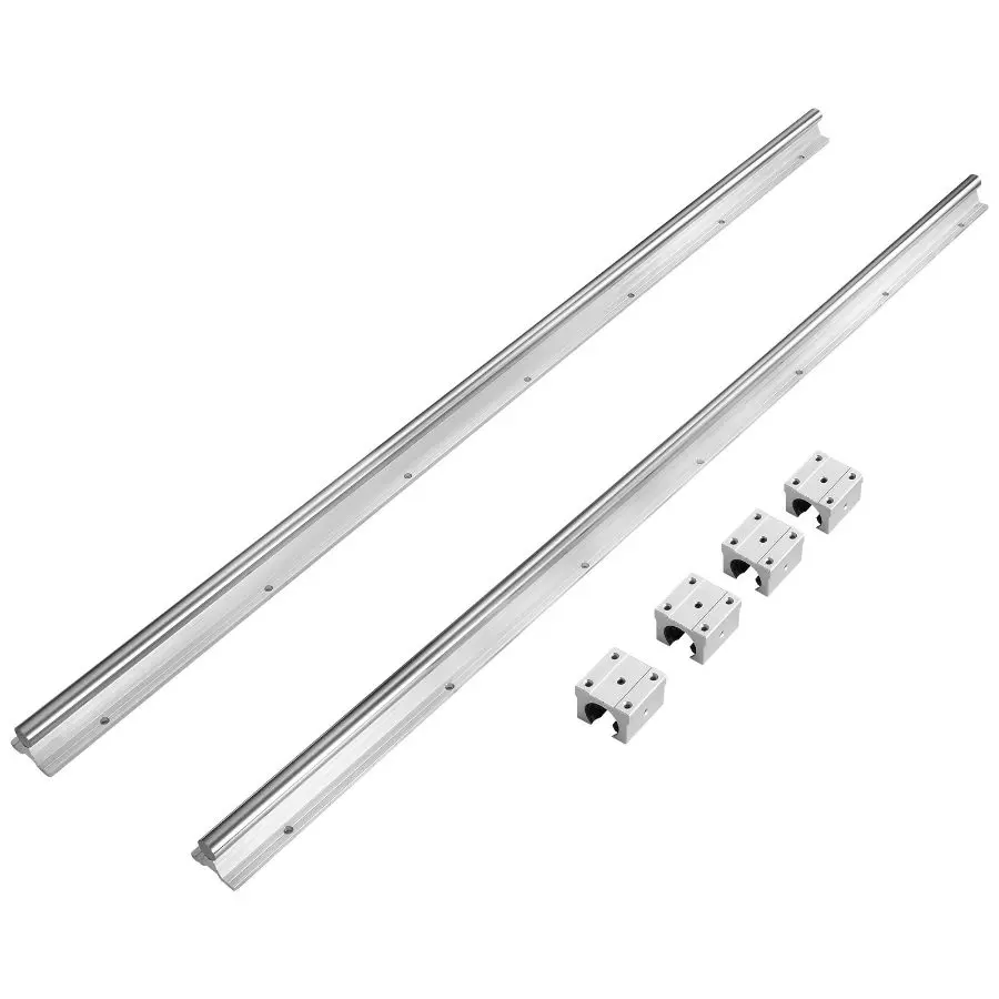 VEVOR SBR20 1200mm Linear Guide Set - Includes 2 SBR20 Rails (47.2-inch), 4 SBR20UU Bearings, Ideal for CNC Routers, Automation Equipment, Two Sbr20 Rails, 47.2-Inch Rails