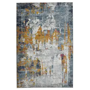 HomeRoots 531573 8 x 11 ft. Abstract Power Loom Decorative Area Rug, Blue & Orange - Ideal for Abstract Area Rugs Needs, Decorative Rug