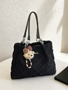 Elegant Fashion Large Capacity Letter Design Tote Bag, Handheld Shoulder Bag for Daily Outing, Dating, Dining, Perfect for Everyday Use, Casual Tote Bag