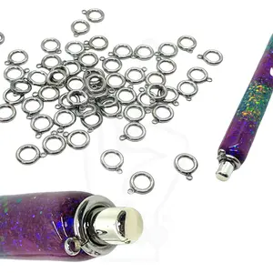 Ink Pen Frustration Free Pen Charm Attachment Rings Plated Stainless Steel 25 Pack