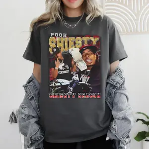 Pooh#Shiesty#Unisex T-Shirt, Rapper Hiphop Graphic T-shirt, bootleg shirts women & Men, western unisex outfits, cool clothing, vintage Streets wear, short sleeve crewneck shirt Womenswear Elastic